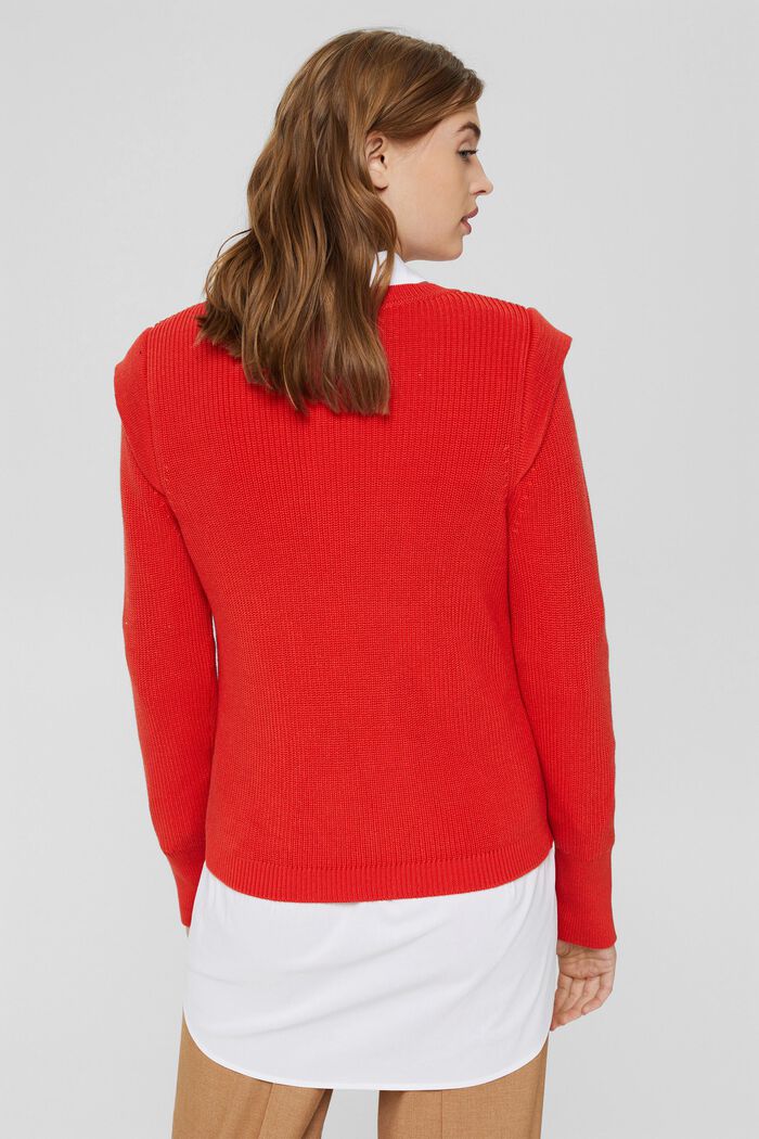 Rib knit jumper with shoulder details, ORANGE RED, detail image number 3