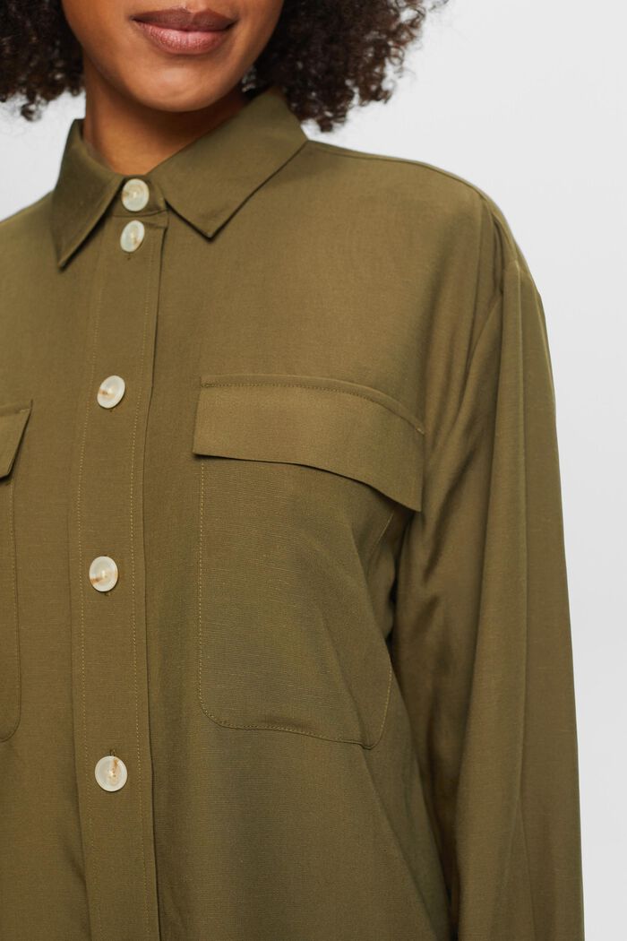 Oversized Button-Up Shirt, KHAKI GREEN, detail image number 3