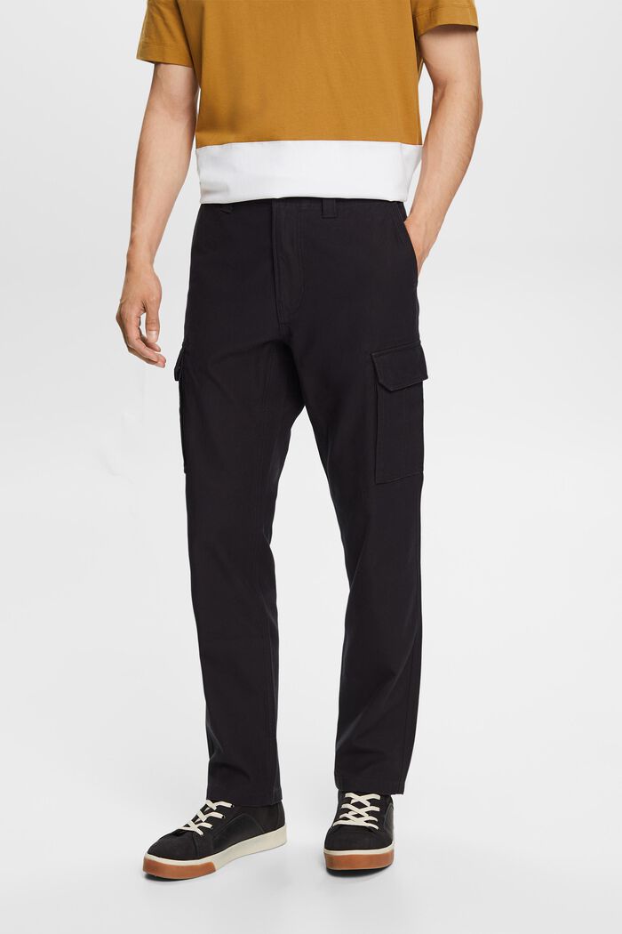 Cotton Cargo Pants, BLACK, detail image number 0