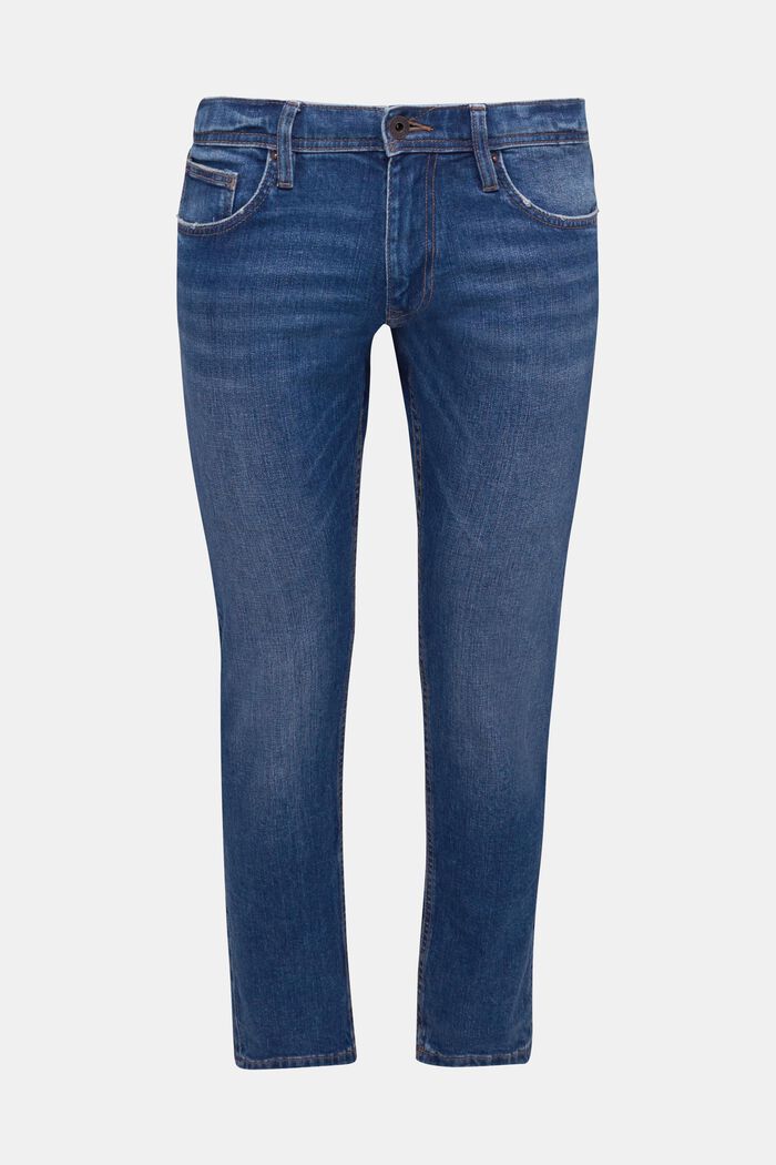 Stretch jeans containing organic cotton, BLUE MEDIUM WASHED, overview