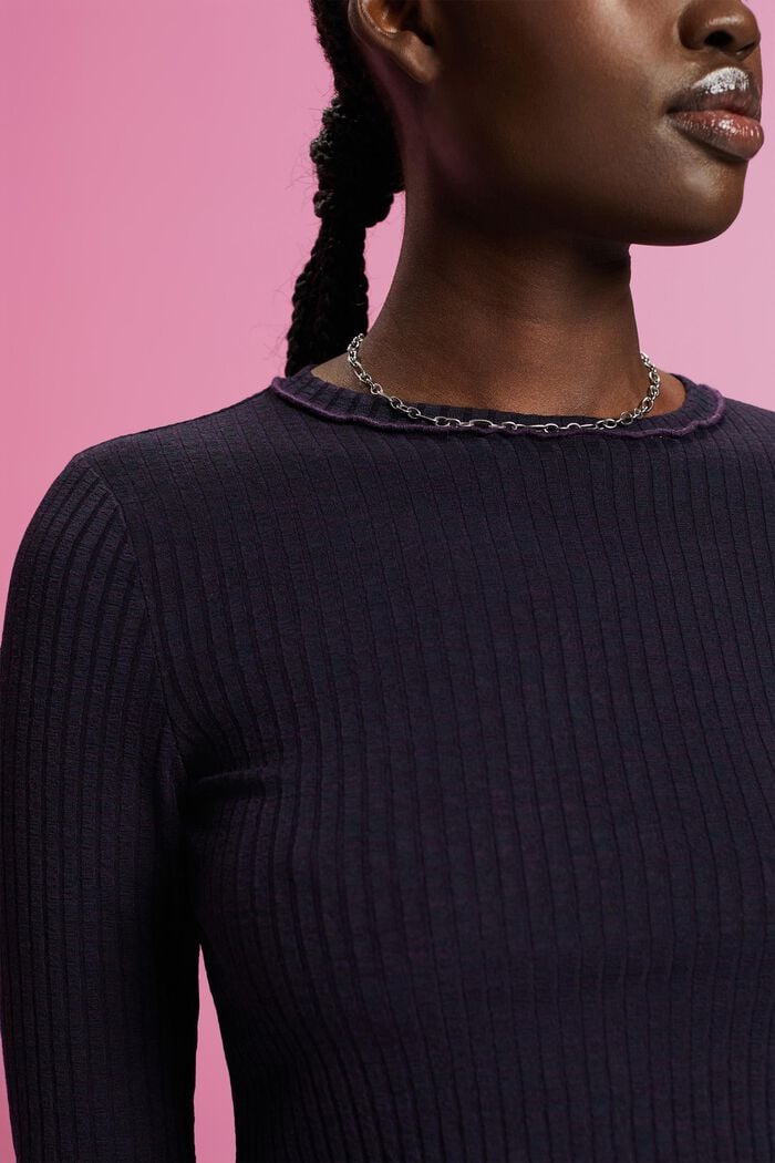 Cropped fit long-sleeved top, NAVY, detail image number 2