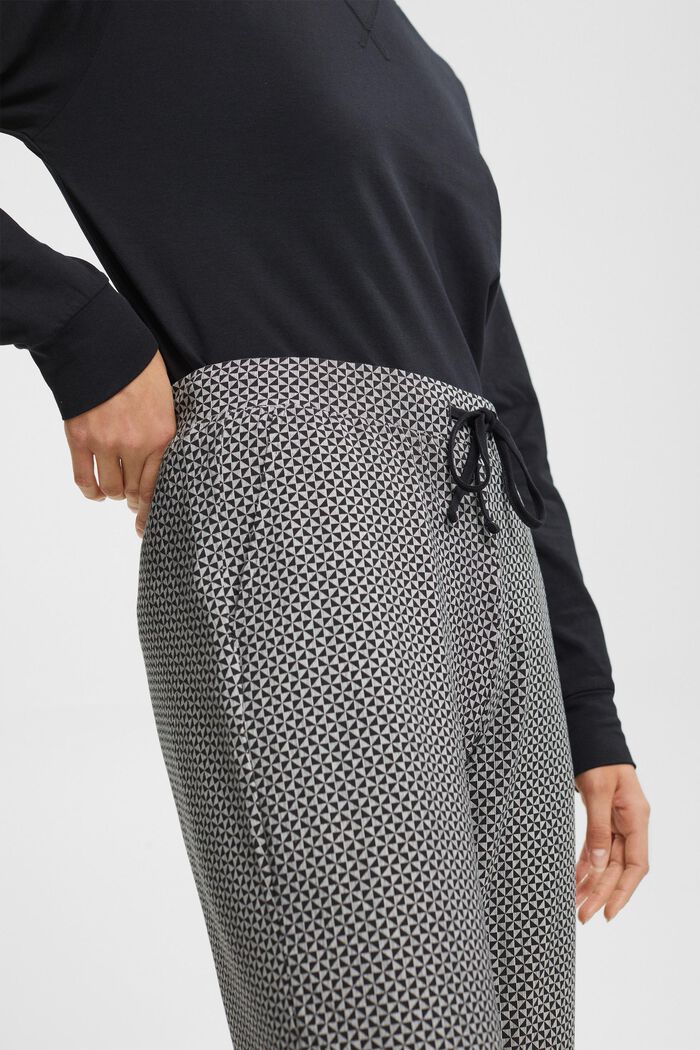 Printed jersey trousers with lace, BLACK, detail image number 0