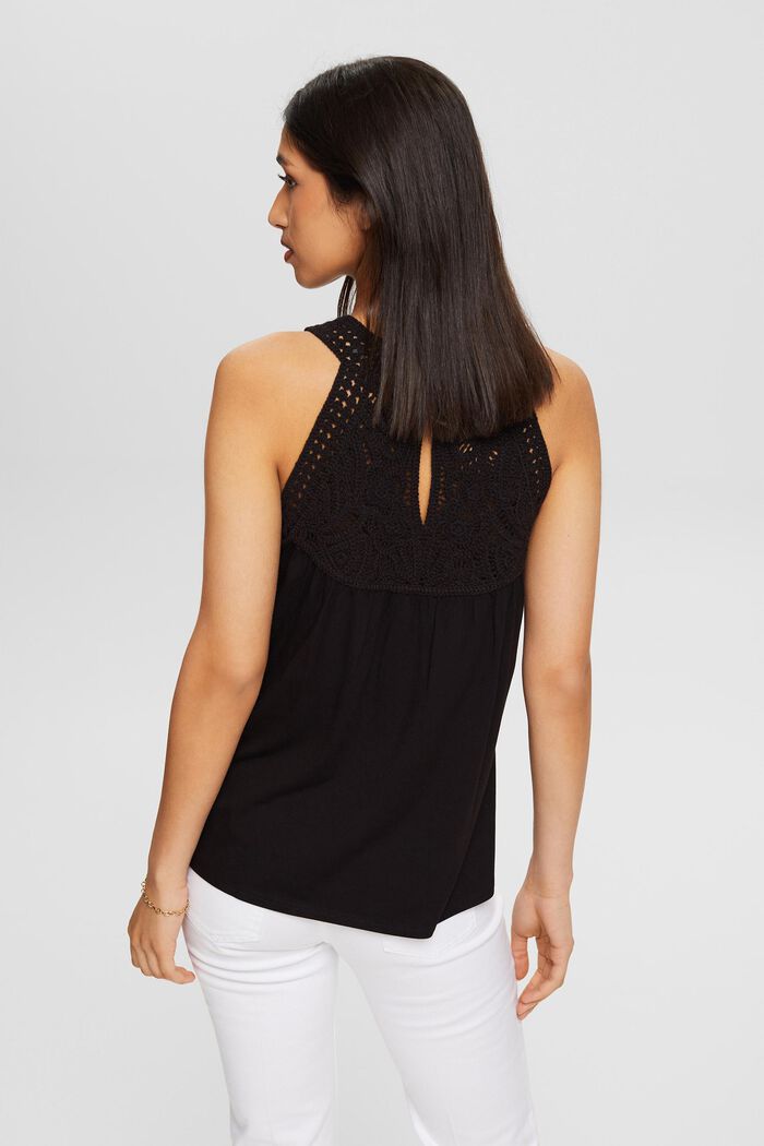 Top with crocheted lace, BLACK, detail image number 4