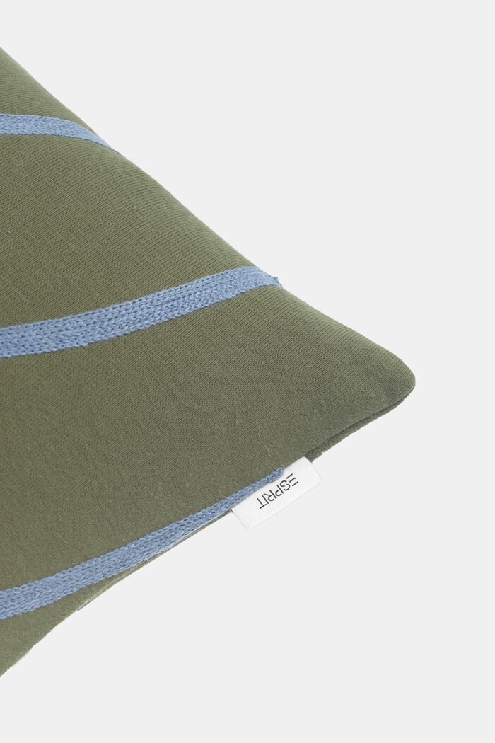 Cushion cover with embroidered curved line pattern, GREEN, detail image number 1