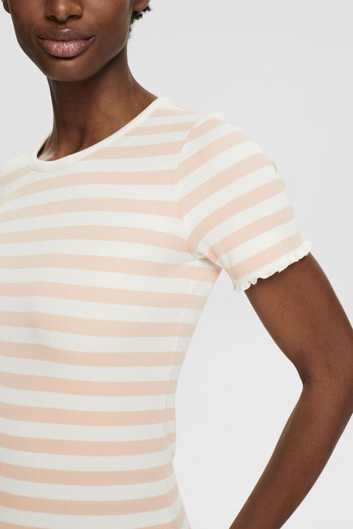 Ribbed T-shirt with stripes, NUDE, detail image number 2