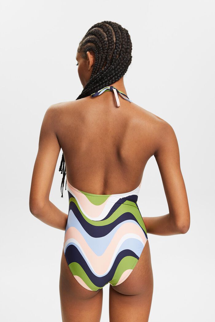 Printed Halter One-Piece Swimsuit, NAVY COLORWAY, detail image number 4