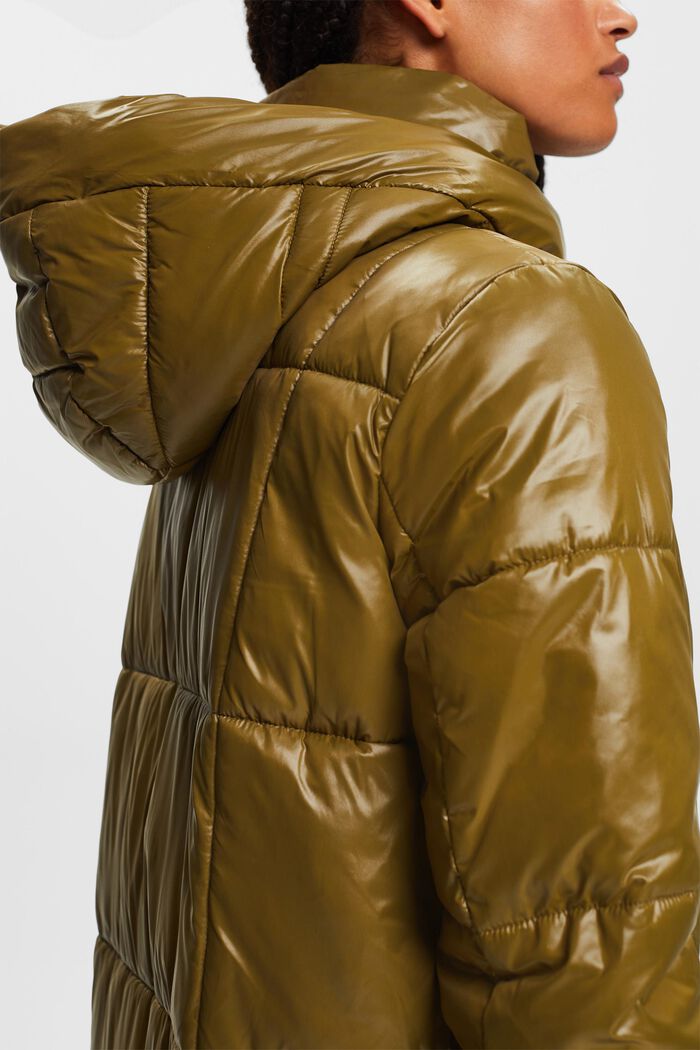 Hooded Padded Quilted Jacket, DARK KHAKI, detail image number 2