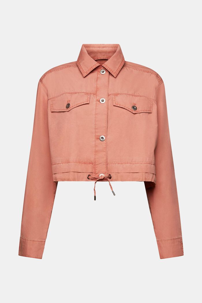 Cropped Tie-Front Cotton-Canvas Jacket, TERRACOTTA, detail image number 6