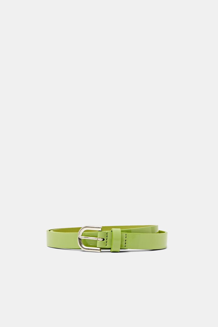 Skinny Faux Patent Leather Belt, LIME YELLOW, detail image number 0