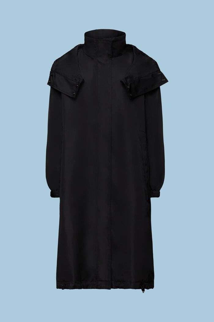Detachable Hooded Coat, BLACK, detail image number 6