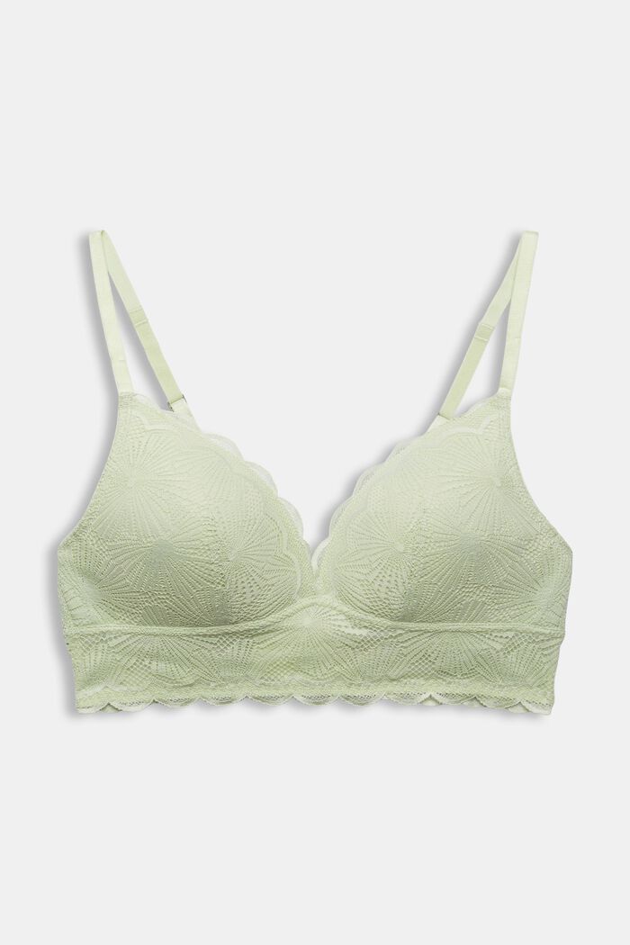 Padded bra with patterned lace, LIGHT GREEN, overview