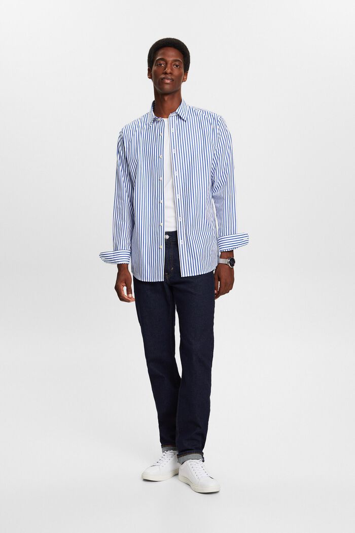 Striped Cotton-Poplin Shirt, BRIGHT BLUE, detail image number 6