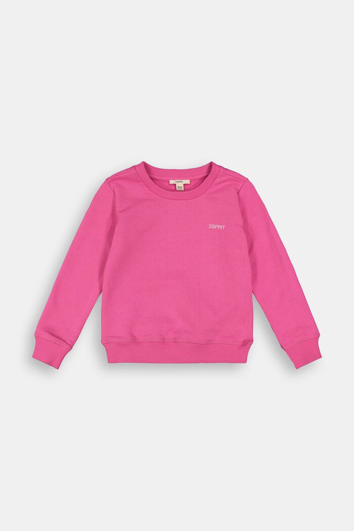 Logo sweatshirt in 100% cotton, PINK, overview