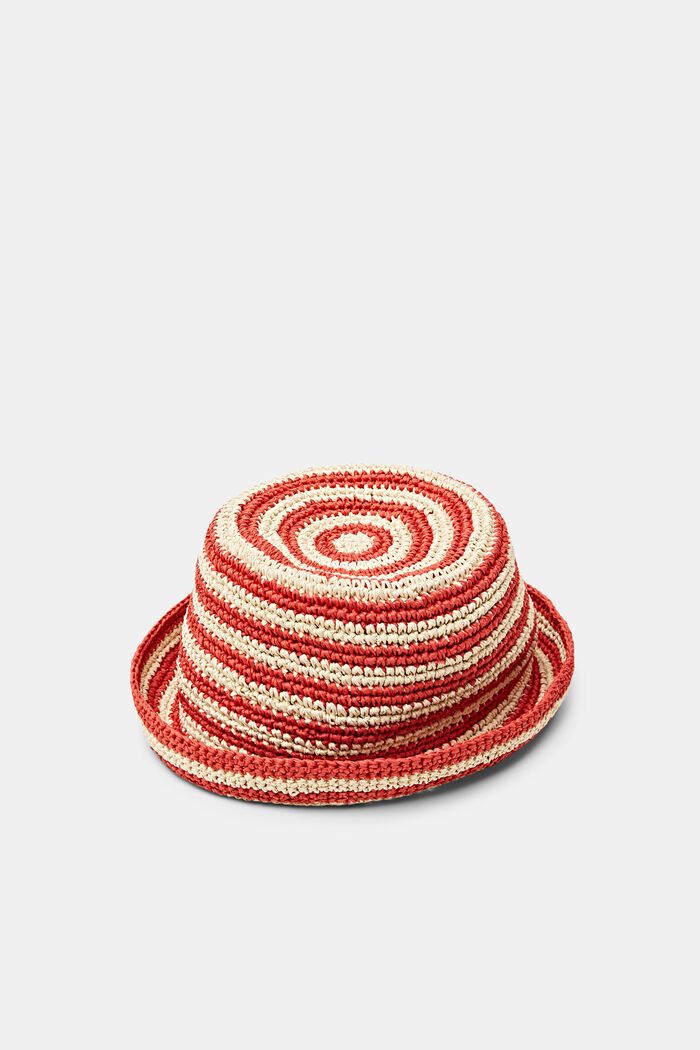 Striped Woven Bucket Hat, ORANGE, detail image number 3