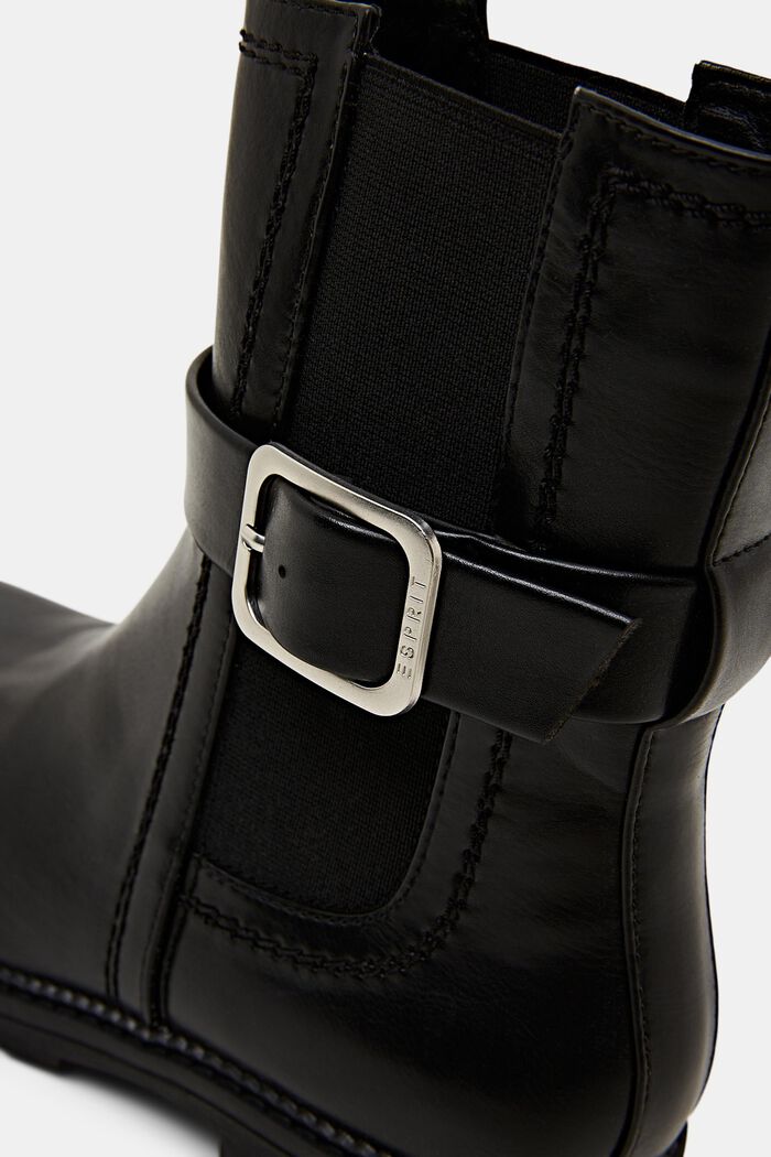 Buckle Detail Vegan Leather Chelsea Boots, BLACK, detail image number 3