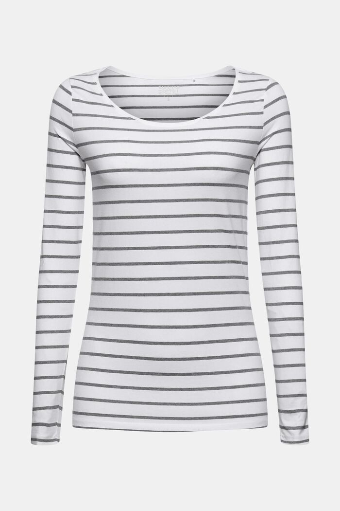 Striped long sleeve top made of organic cotton, WHITE, detail image number 8