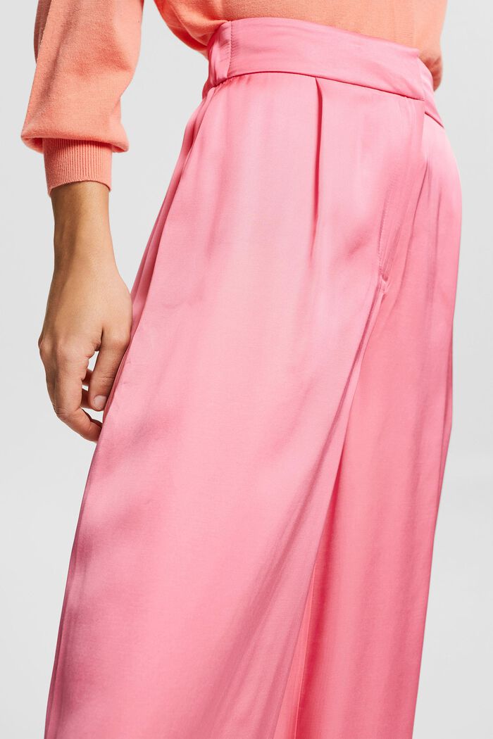 Flowing satin trousers with a wide leg, PINK FUCHSIA, detail image number 2