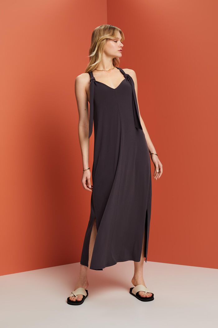 Tie-Knot Maxi Dress, ANTHRACITE, detail image number 0
