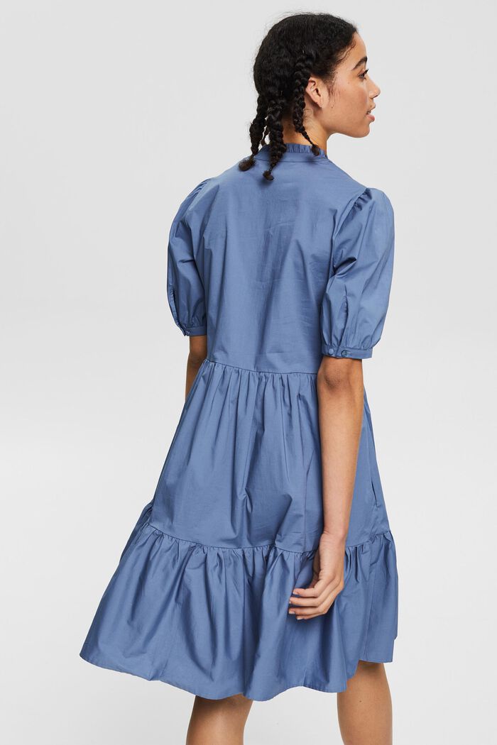 Frill detail cotton dress, GREY BLUE, detail image number 2