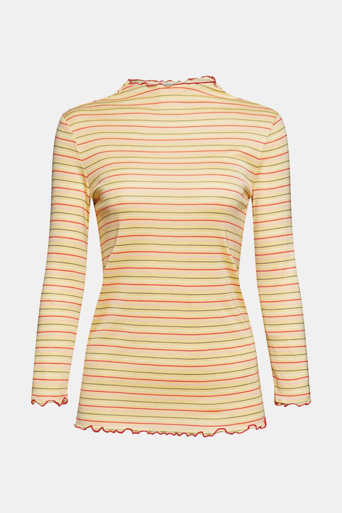 Made of TENCEL™: Long sleeve top with colourful stripes, DUSTY YELLOW, detail image number 6