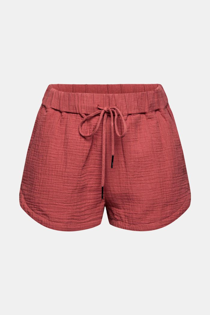 Fabric shorts with a crinkle finish, TERRACOTTA, detail image number 3