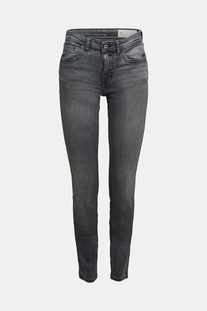 Two-button jeans with organic cotton, BLACK MEDIUM WASHED, detail image number 0