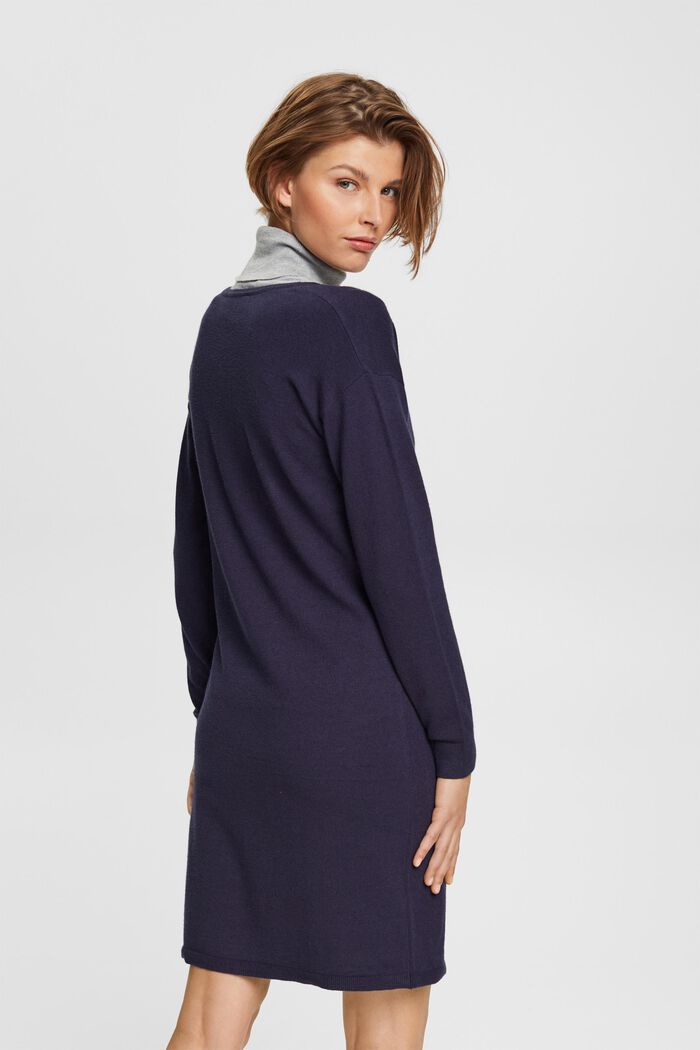 Knitted wrap dress, NAVY, detail image number 3