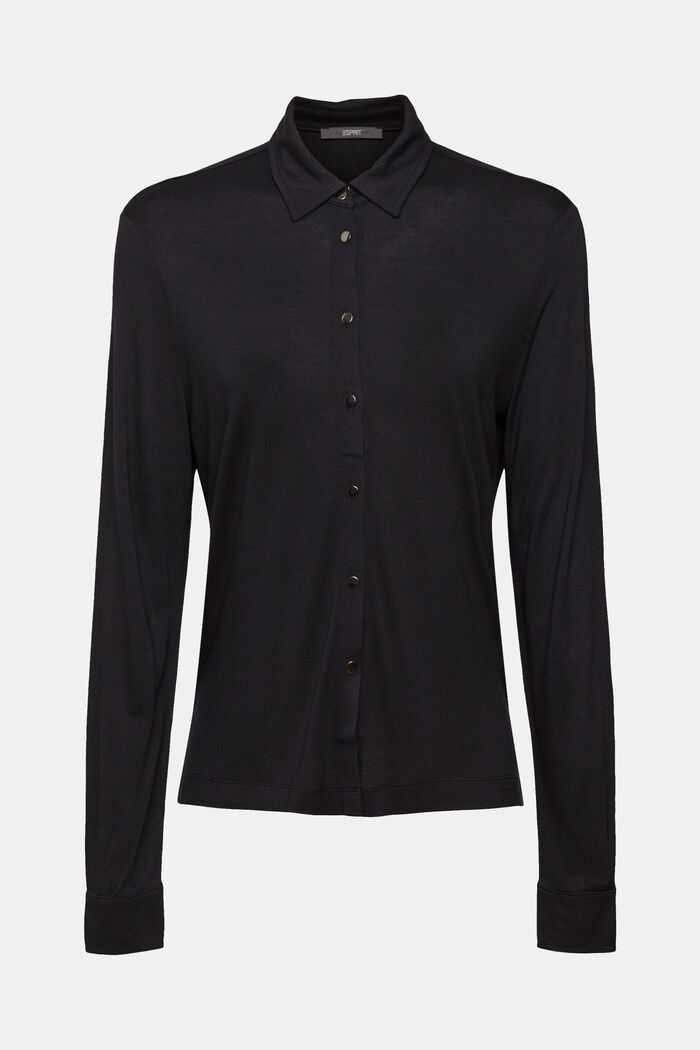 Buttoned long-sleeved top, LENZING™ ECOVERO™, BLACK, detail image number 2