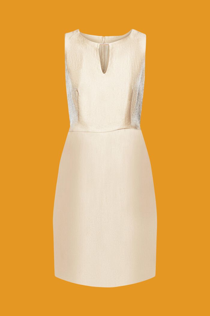 Metallic twill mini dress, CREAM BEIGE, detail image number 6