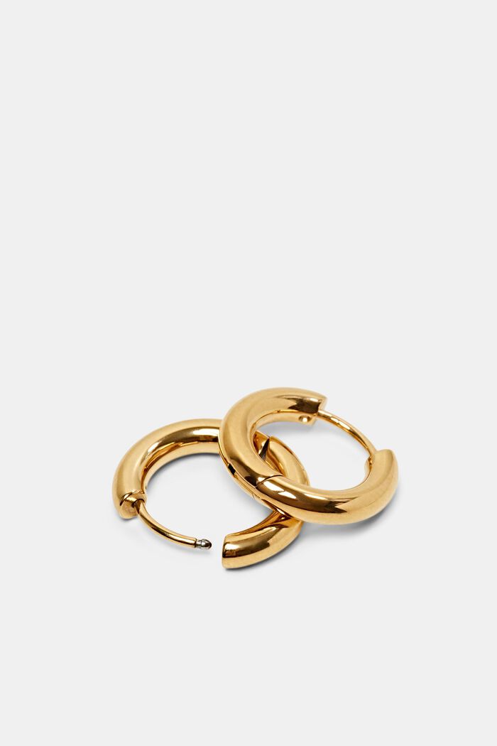 Gold-Tone Stainless Steel Hoop Earrings, GOLD, detail image number 1