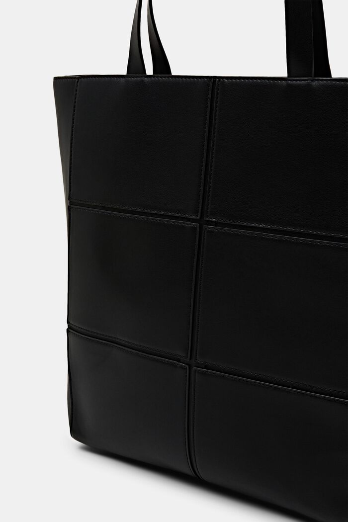 Faux Leather Tote Bag, BLACK, detail image number 1