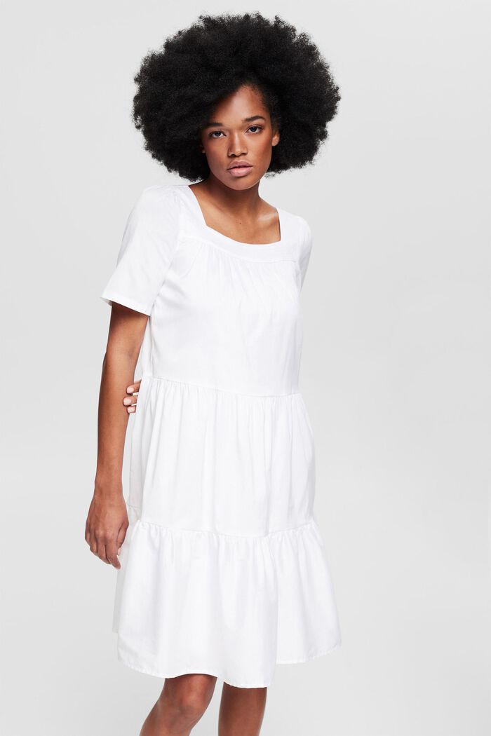 Flounce dress, LENZING™ ECOVERO, WHITE, detail image number 0