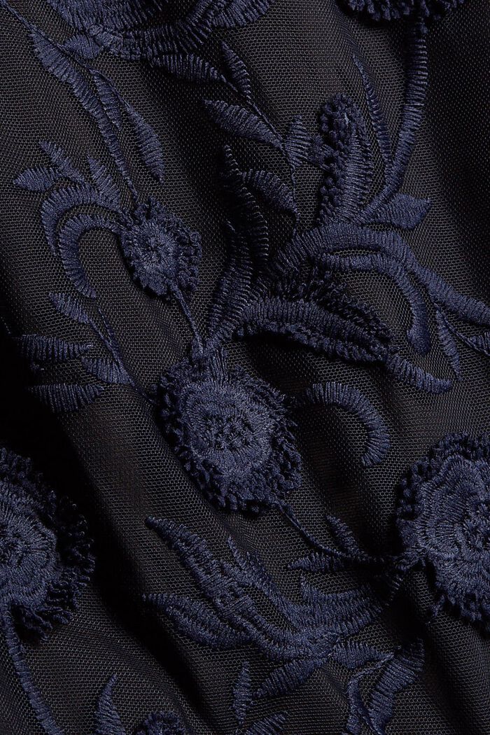 Mesh dress made of recycled material with embroidered details, NAVY, detail image number 4