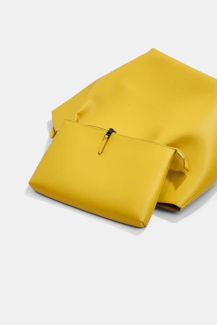 Faux leather shopper, DUSTY YELLOW, detail image number 5