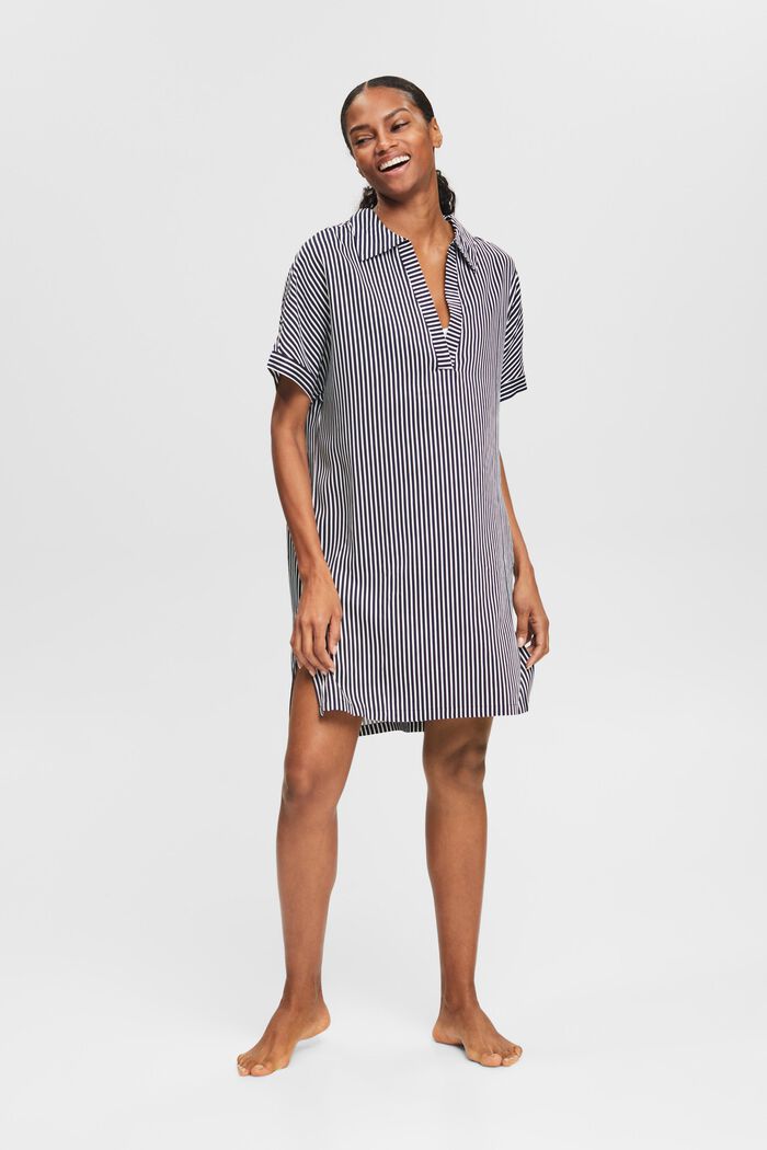 Striped Tunic Dress, NAVY, detail image number 1