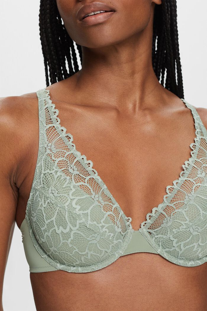 Underwire Lace Bra, DUSTY GREEN, detail image number 0