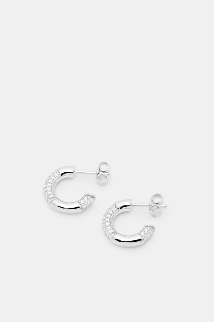 Sterling Silver Mini Hoop Earrings, SILVER, detail image number 0