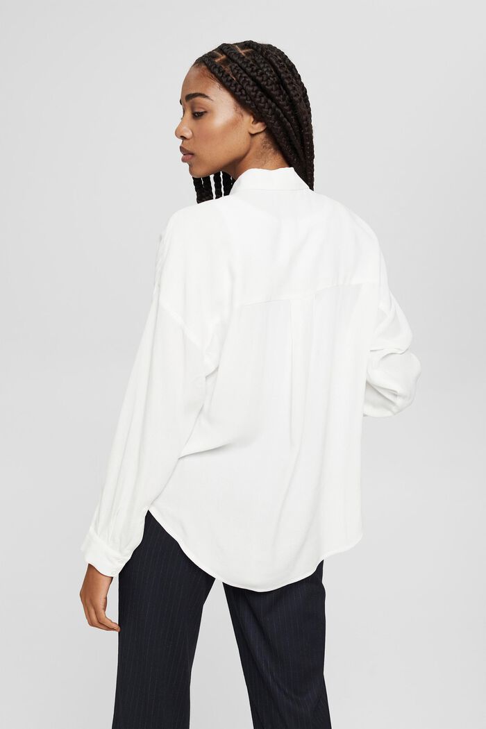 Flowing shirt blouse, LENZING™ ECOVERO™, OFF WHITE, detail image number 3