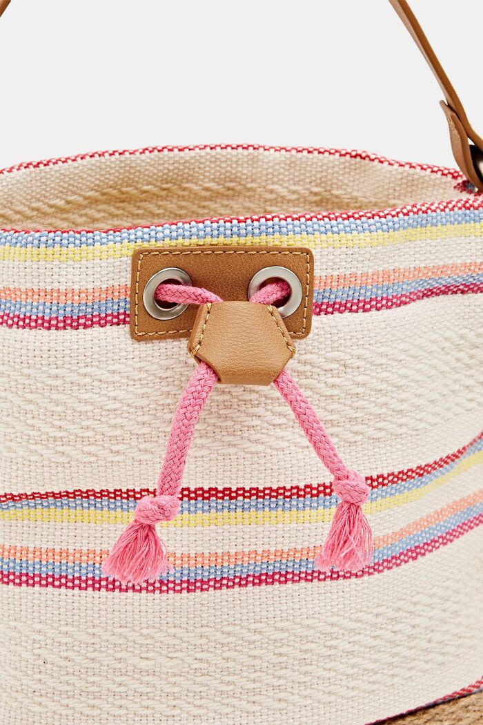 Vegan: Bucket bag with colourful stripes, PINK, detail image number 6