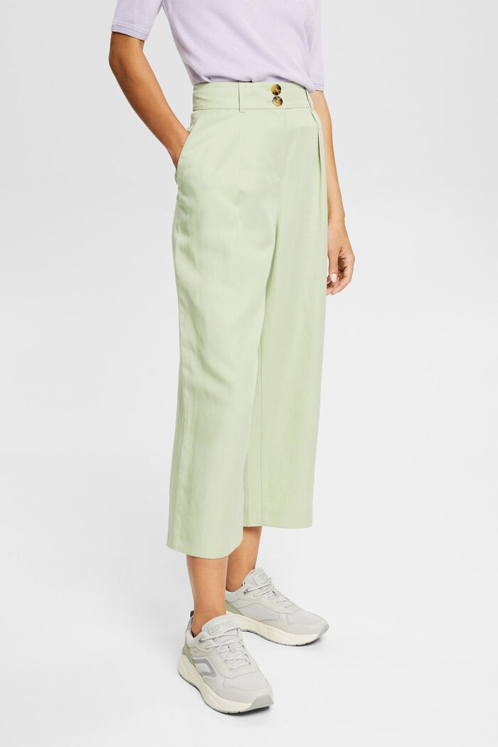 Linen blend: Cropped trousers, PASTEL GREEN, detail image number 0