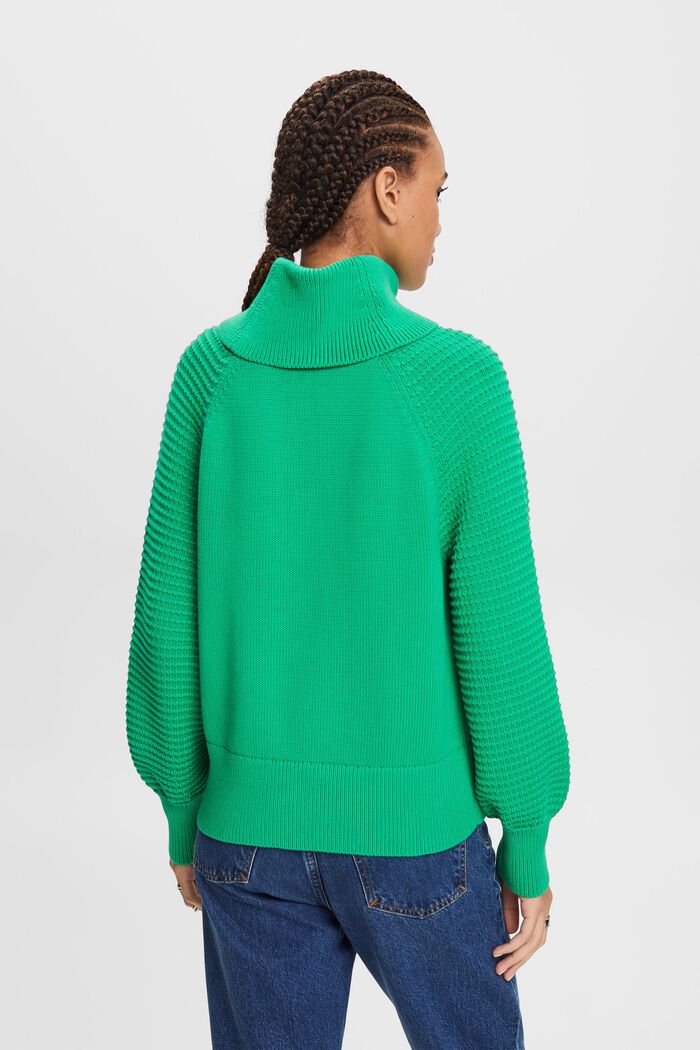 Cotton Turtleneck Sweater, GREEN, detail image number 3