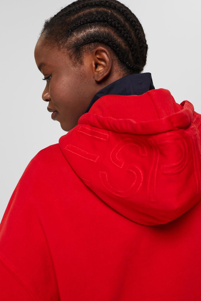 Relaxed hoodie with logo, 100% organic cotton, RED, detail image number 5