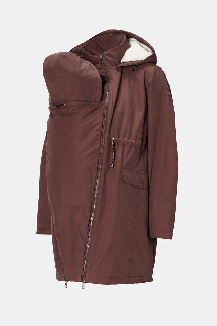 3-way parka with faux shearling lining, COFFEE, overview