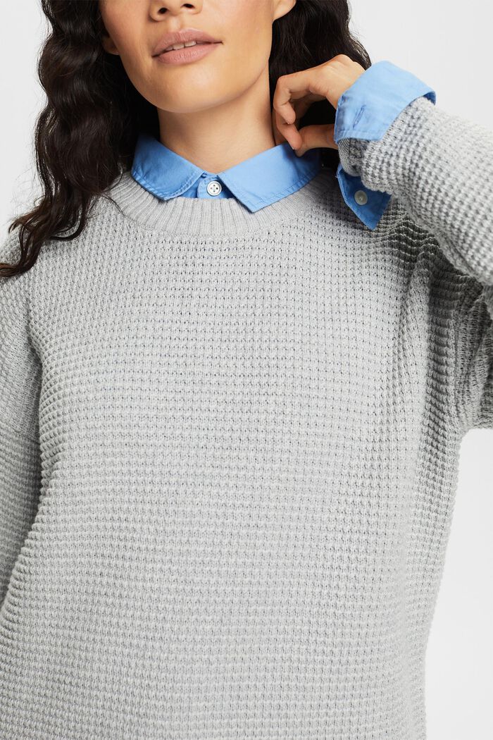 Textured Knit Sweater, LIGHT GREY, detail image number 2