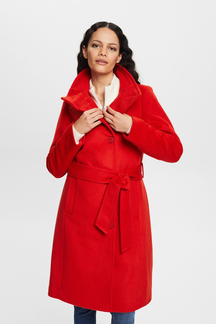 Recycled: wool blend coat with cashmere, RED, detail image number 0