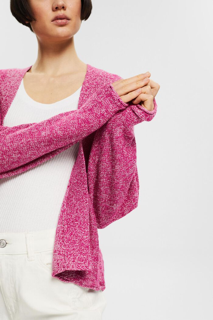 Open-fronted cardigan containing linen, PINK FUCHSIA, detail image number 5