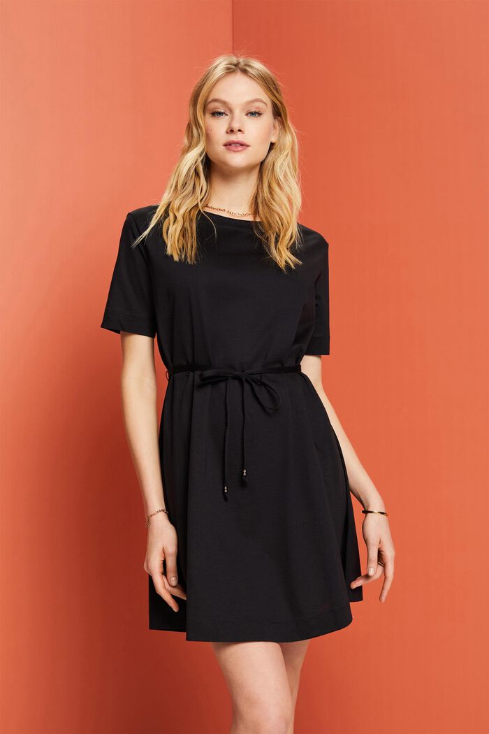 Jersey mini dress, 100% cotton, BLACK, detail image number 0