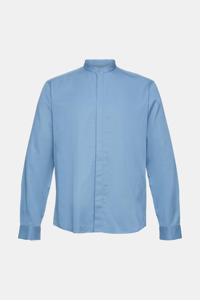 Shirt with a band collar in a TENCEL™ blend, GREY BLUE, detail image number 6