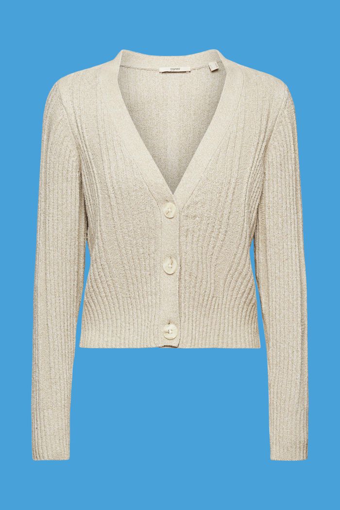 Ribbed cotton cardigan, DUSTY GREEN, detail image number 6