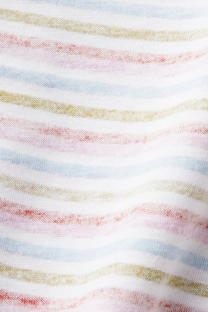 Striped Cropped Cotton T-Shirt, TERRACOTTA, detail image number 4